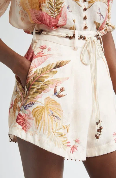 Zimmermann Ascension Linen Tuck Shorts In Neutral