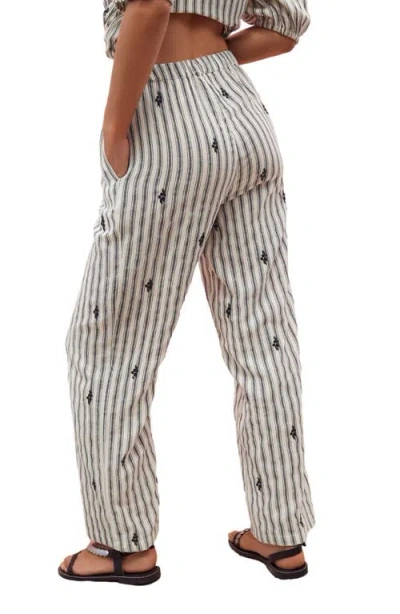 Next Embroidered Cotton Blend Drawstring Pants In Black