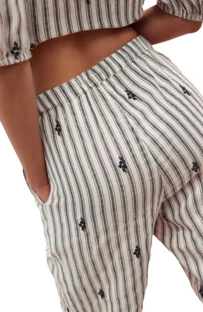 Next Embroidered Cotton Blend Drawstring Pants In Black