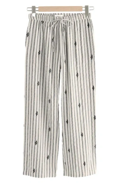 Next Embroidered Cotton Blend Drawstring Pants In Black