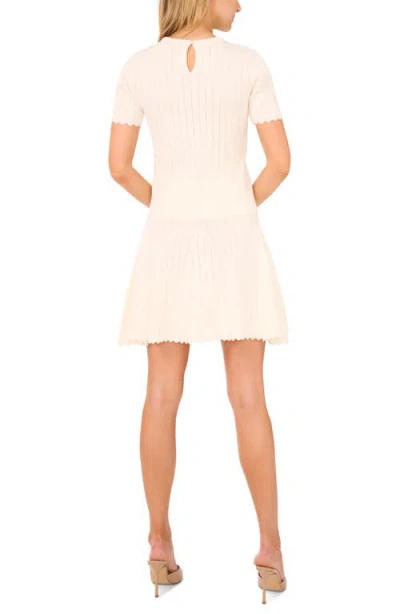 Ted Baker Short Sleeve Crewneck Keyhole Back Top With Pointelle And Rib In Neutral