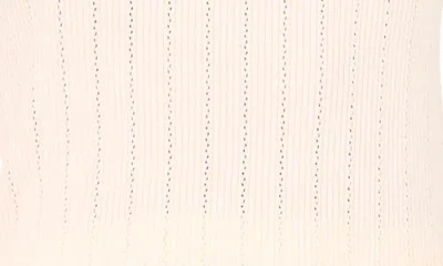 Ted Baker Short Sleeve Crewneck Keyhole Back Top With Pointelle And Rib In Neutral