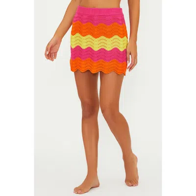 Beach Riot Bali Colorblock Wavy Stripe Cover-up Miniskirt In Multi