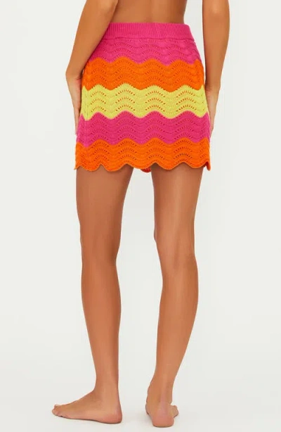 Beach Riot Bali Colorblock Wavy Stripe Cover-up Miniskirt In Multi