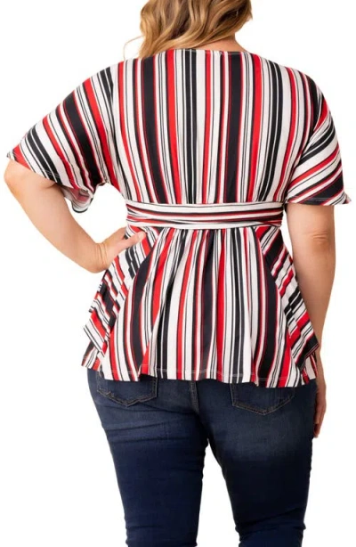 Kiyonna Boulevard Stripe Knit Top In Multi
