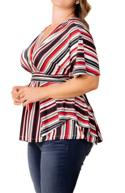 Kiyonna Boulevard Stripe Knit Top In Multi