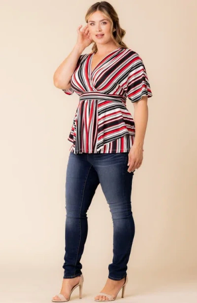 Kiyonna Boulevard Stripe Knit Top In Multi