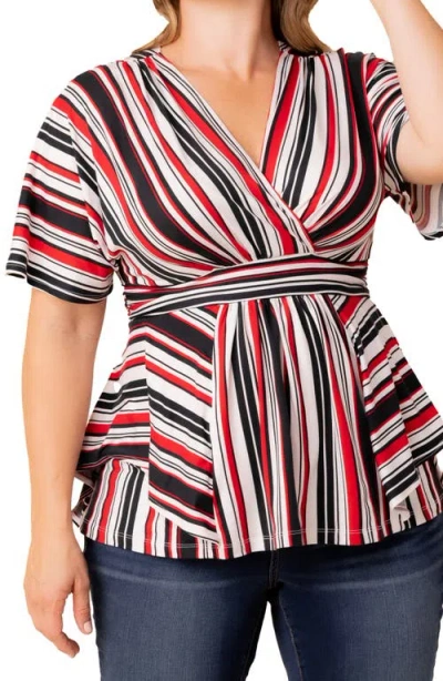 Kiyonna Boulevard Stripe Knit Top In Multi