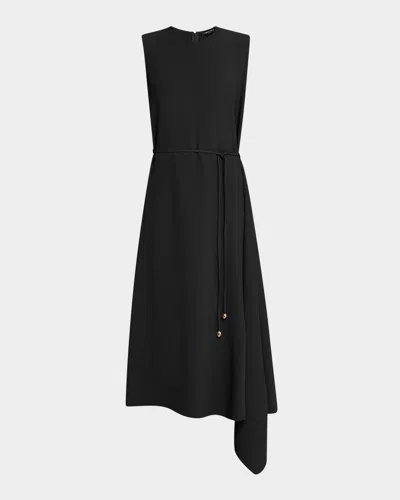 Fabiana Filippi High-low Drawstring Cady Midi Dress In Black