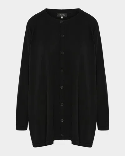 Eskandar Slim-sleeve Cashmere Cardigan In Black