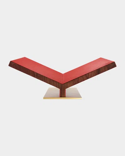 Assouline Walnut-leather Classic Collector Bookstand In Red