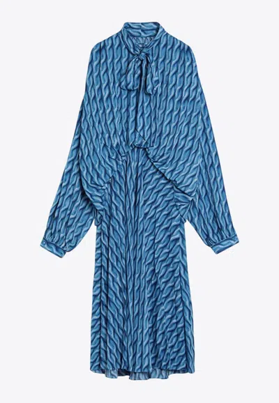 Balenciaga Patterned Draped Midi Dress