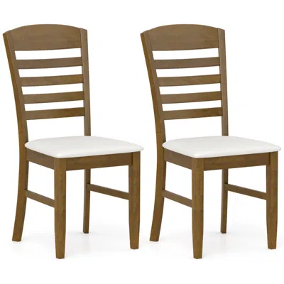 Hivvago Dining Chairs Set Of 2 With Rubber Wood Frame And Padded Seat-walnut