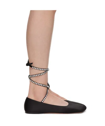 Amina Muaddi Woman Ballet Flats Black Size 10 Leather