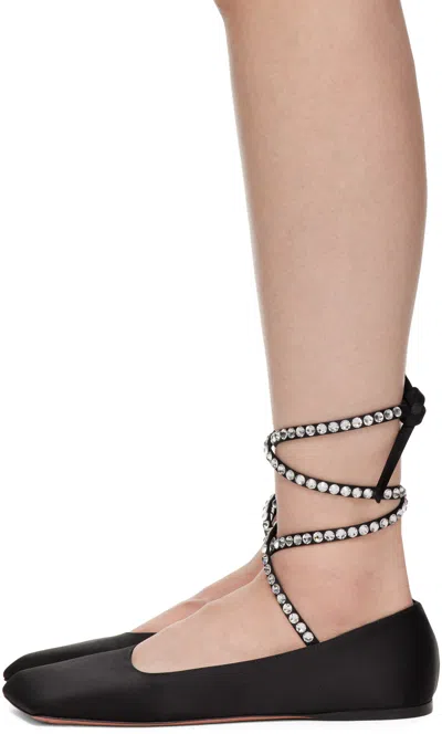 Amina Muaddi Woman Ballet Flats Black Size 10 Leather