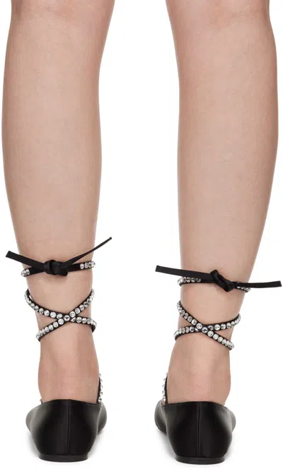 Amina Muaddi Woman Ballet Flats Black Size 10 Leather