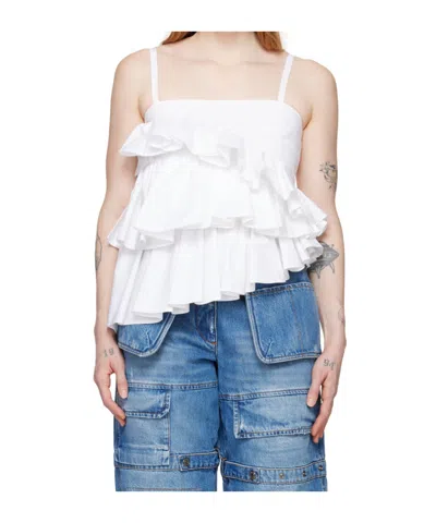 Msgm Asymmetric Ruffled Top