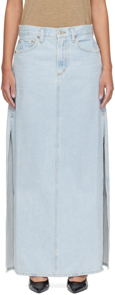 Agolde Hilla Mid-rise Back-slit Maxi Skirt In Practice