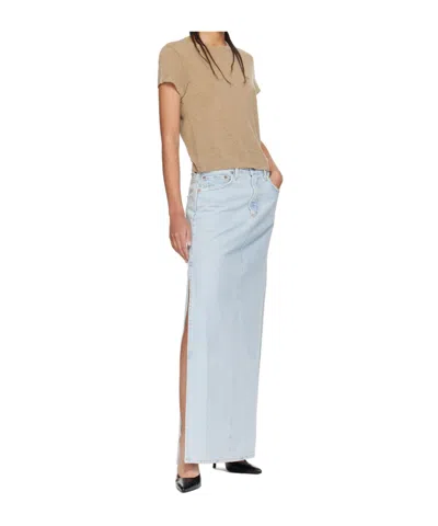 Agolde Hilla Mid-rise Back-slit Maxi Skirt In Practice