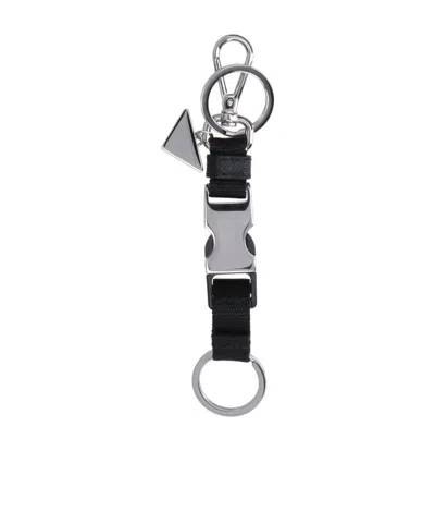 Prada Black Keychain With Snap Buckle Men