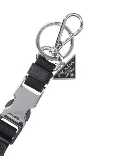 Prada Black Keychain With Snap Buckle Men