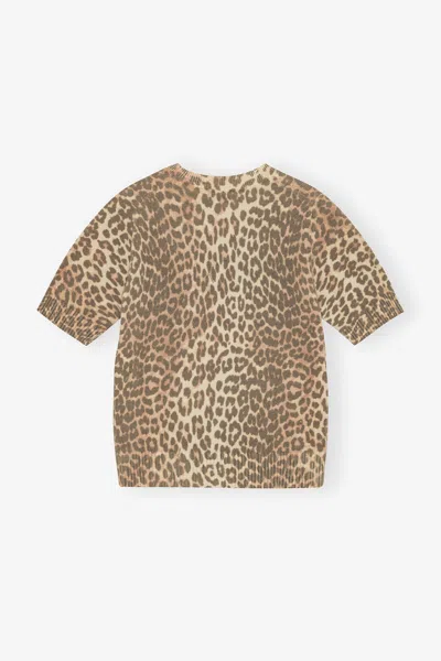 Ganni Leopard Wool T-shirt