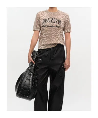 Ganni Leopard Wool T-shirt