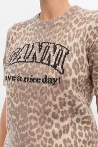 Ganni Leopard Wool T-shirt