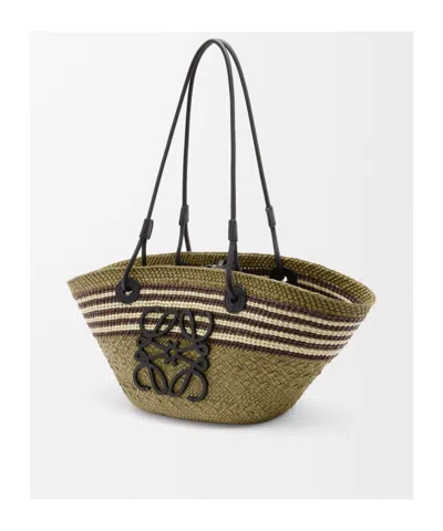 Loewe Anagram Basket Bag In Iraca Palm And Calfskin