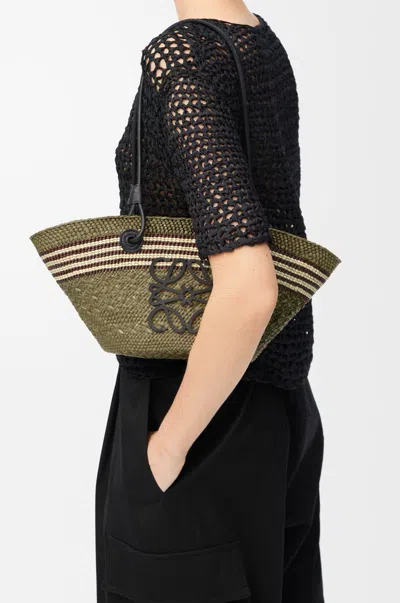 Loewe Anagram Basket Bag In Iraca Palm And Calfskin
