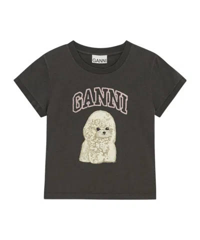 Ganni T-shirt In Cotone Ardesia   Donna In Blue