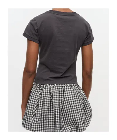 Ganni T-shirt In Cotone Ardesia   Donna In Blue