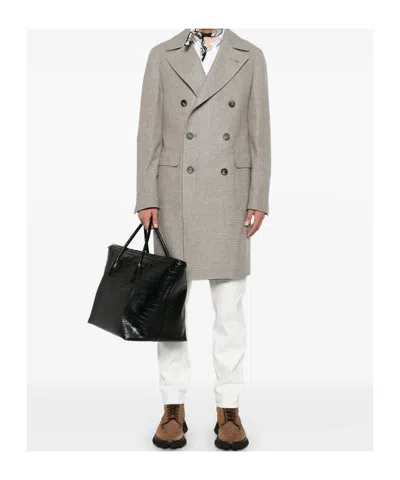 Tagliatore Double-breasted Herringbone-pattern Coat