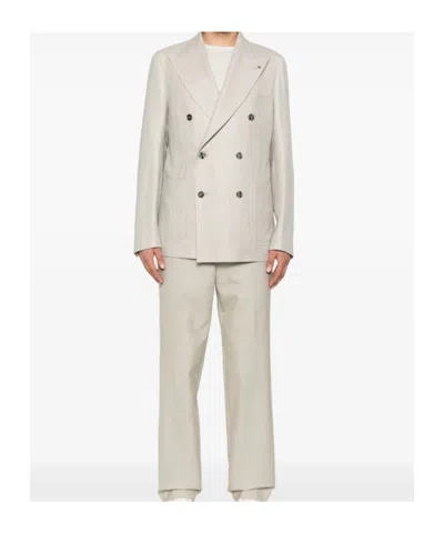 Tagliatore Long-sleeved Suit Jacket In Neutral