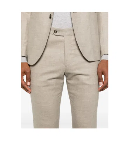 Tagliatore Long Sleeve Blazer And Belt Loop Pants Set In Neutral