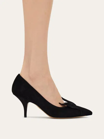 Ferragamo High-heeled Pumps With Pointed Toe And Slender Heel In Black