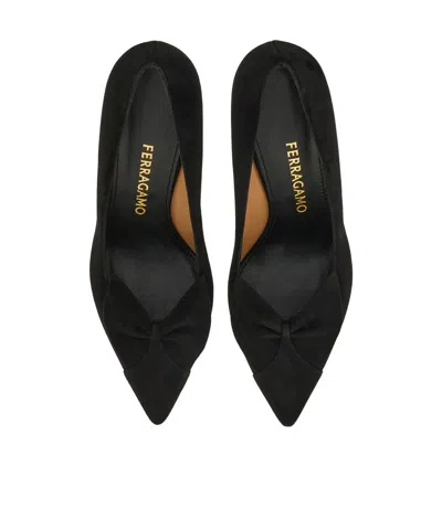 Ferragamo High-heeled Pumps With Pointed Toe And Slender Heel In Black