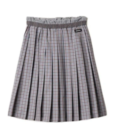 Miu Miu Pleated Check Skirt