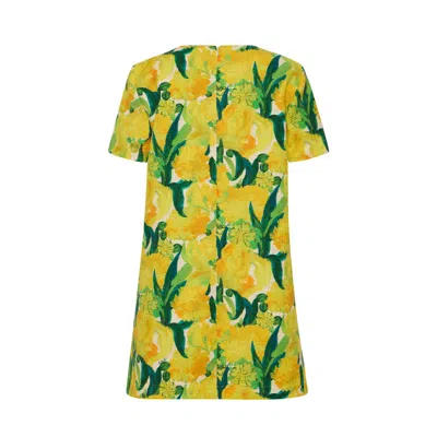 La Doublej Swing Lemon-print Shift Mini Dress In Yellow
