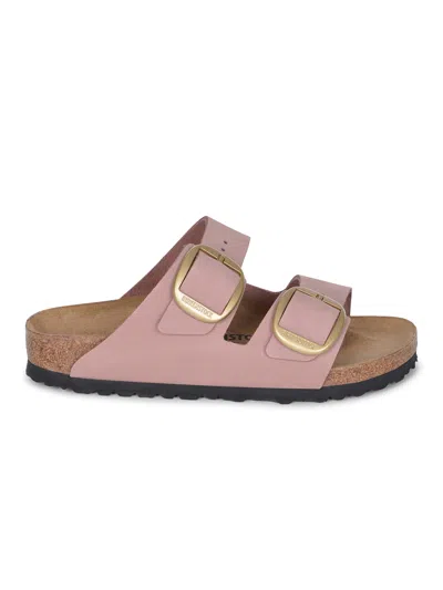 Birkenstock Contoured Pink Leather Sandals With Elegant Buckles