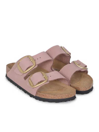 Birkenstock Contoured Pink Leather Sandals With Elegant Buckles