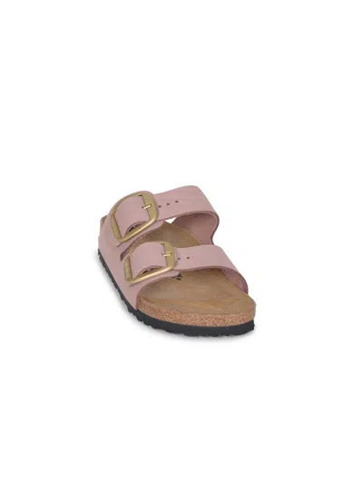 Birkenstock Contoured Pink Leather Sandals With Elegant Buckles