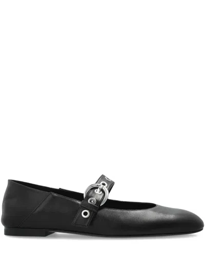 Stuart Weitzman Supermoto Leather Mary Jane Ballerina Flats