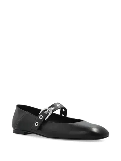 Stuart Weitzman Supermoto Leather Mary Jane Ballerina Flats