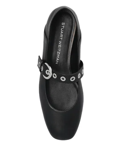 Stuart Weitzman Supermoto Leather Mary Jane Ballerina Flats