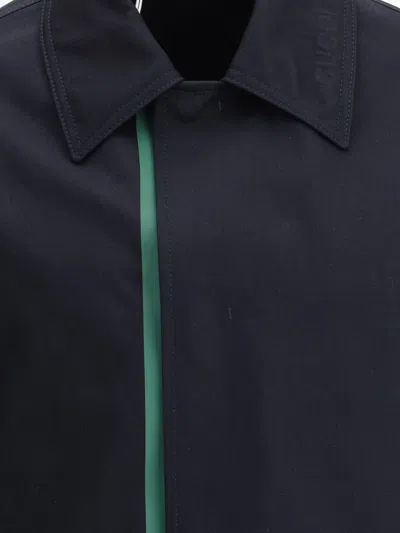 Gucci Cotton Canvas Overshirt In Blue