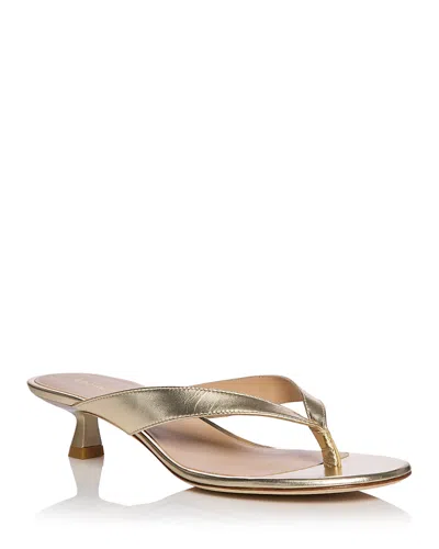 Stuart Weitzman Rio Metallic Kitten-heel Thong Sandals