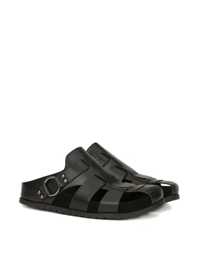 Ash Leather Sandals In Black