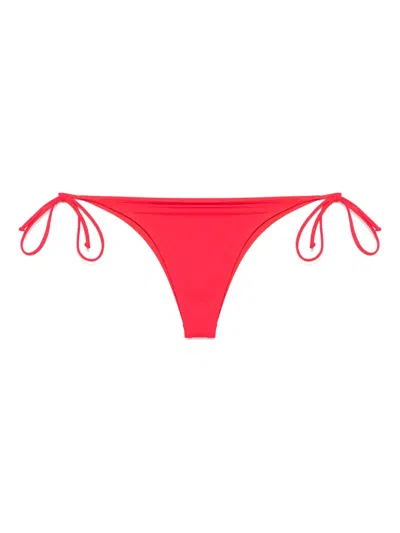 Mc2 Saint Barth Woman Fluo Red Swim Briefs With Side Laces