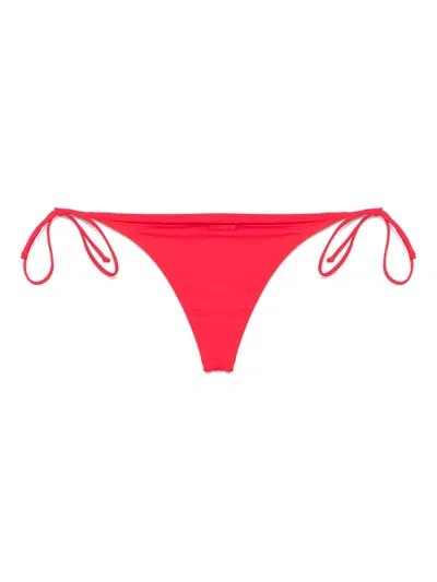 Mc2 Saint Barth Woman Fluo Red Swim Briefs With Side Laces